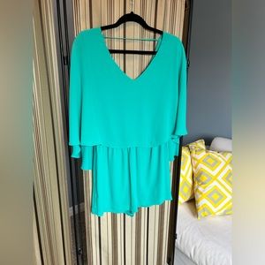 BCBGMaxAzaria Carie overlay romper in green